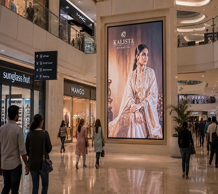 LED advertising display installed within a shopping mall for brand promotions and campaigns.