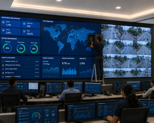Front-access LED display enabling maintenance without interrupting control room operations.