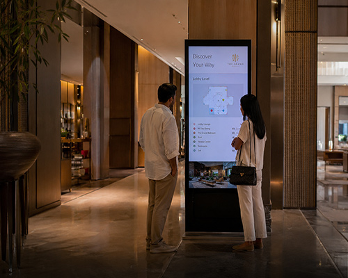 Digital LED display providing wayfinding and information across hospitality facilities.