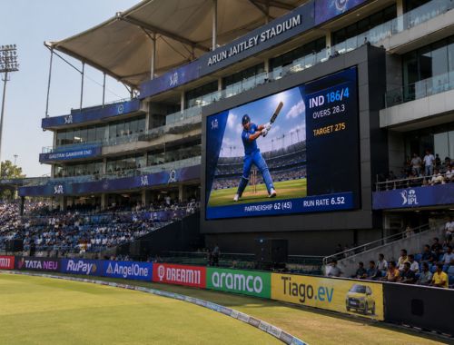 Large outdoor LED video wall installed in a stadium for live events and audience engagement.