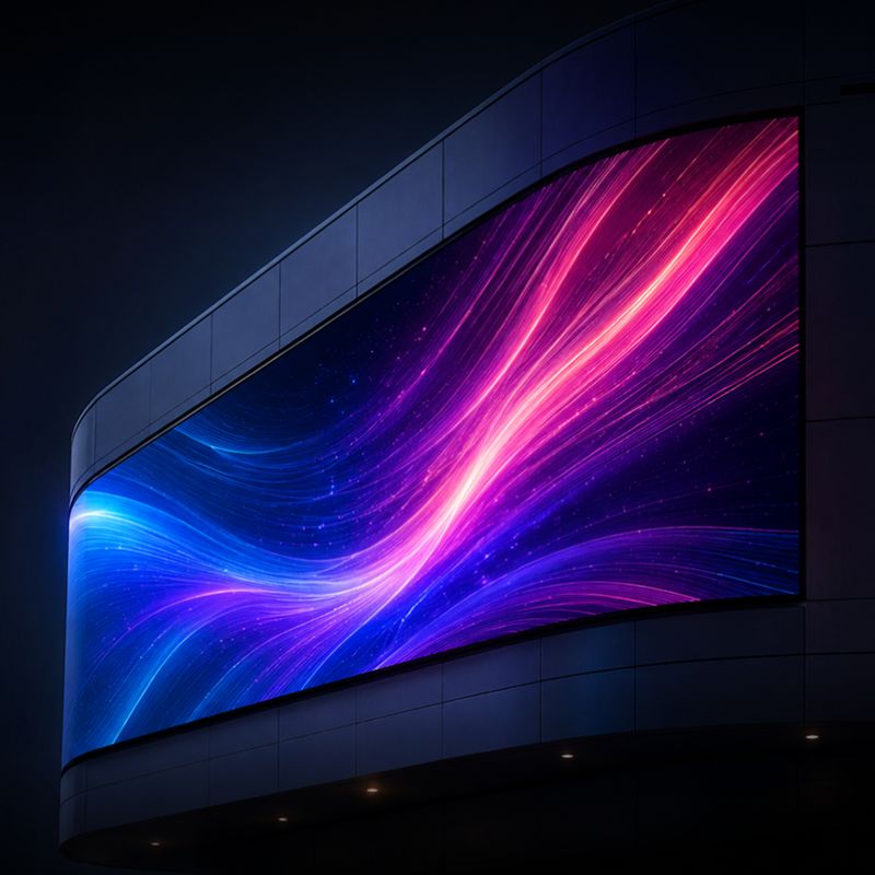 High-brightness outdoor LED display installed for impactful advertising and public communication.